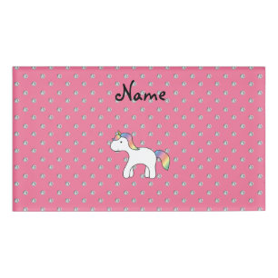 Personalised name baby unicorn pink diamonds tag