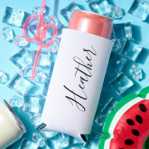 Personalised Name Bachelorette Black and White Seltzer Can Cooler