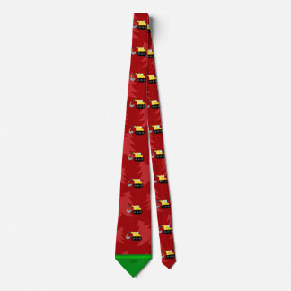 Personalised name backhoe red christmas trees tie