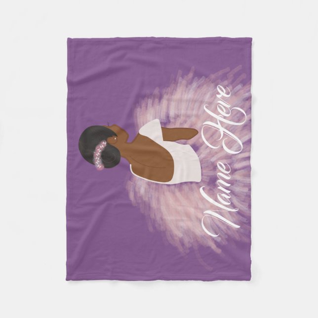 Personalised Name  Ballerina African American Fleece Blanket (Front)