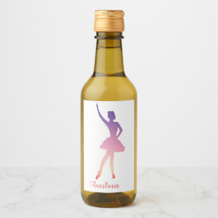 Personalised name ballerina modern wine label