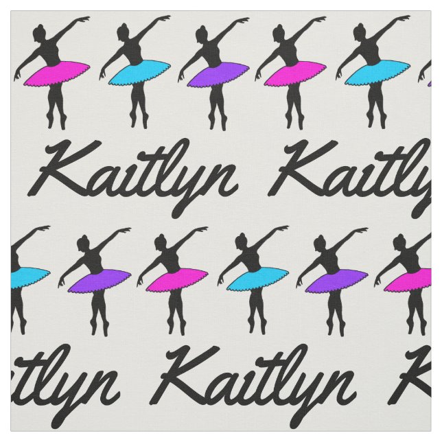 Personalised Name Ballet Pointe Dancer Ballerina Fabric (Swatch)