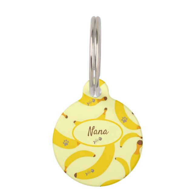 Personalised Name Bananas Cat Pet Tag (Front)