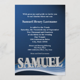 Personalised Name Bar Mitzvah Invitation