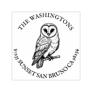 Personalised Name Barn Owl Return Address Stamp