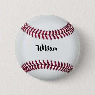 Personalised Name Baseball 6 Cm Round Badge