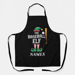 Personalised Name Baseball Elf Family Matching Apron