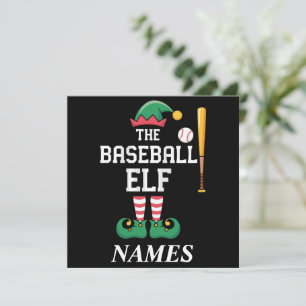 Personalised Name Baseball Elf Family Matching Invitation