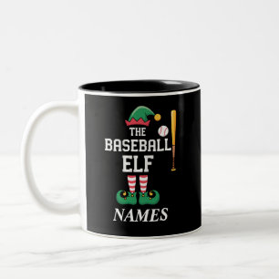 Personalised Name Baseball Elf Family Matching  Two-Tone Coffee Mug