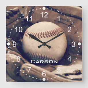 Personalised Name Baseball in Glove Wall Clock