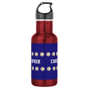 Personalised Name, Baseball, Red and Blue 532 Ml Water Bottle