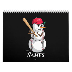 Personalised Name Baseball Snowman Balls Snow Xmas Calendar