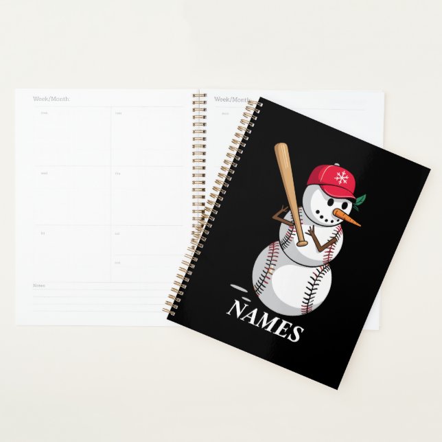 Personalised Name Baseball Snowman Balls Snow Xmas Planner (Display)