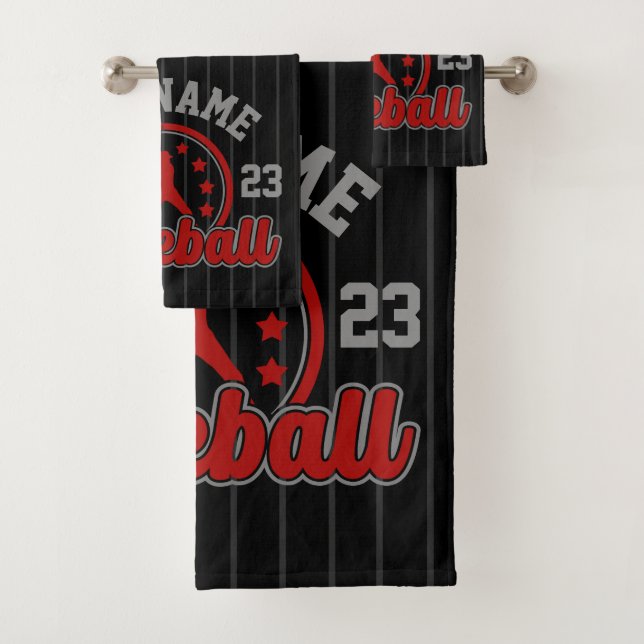 Personalised NAME Baseball Team Player Game Bath Towel Set (Insitu)