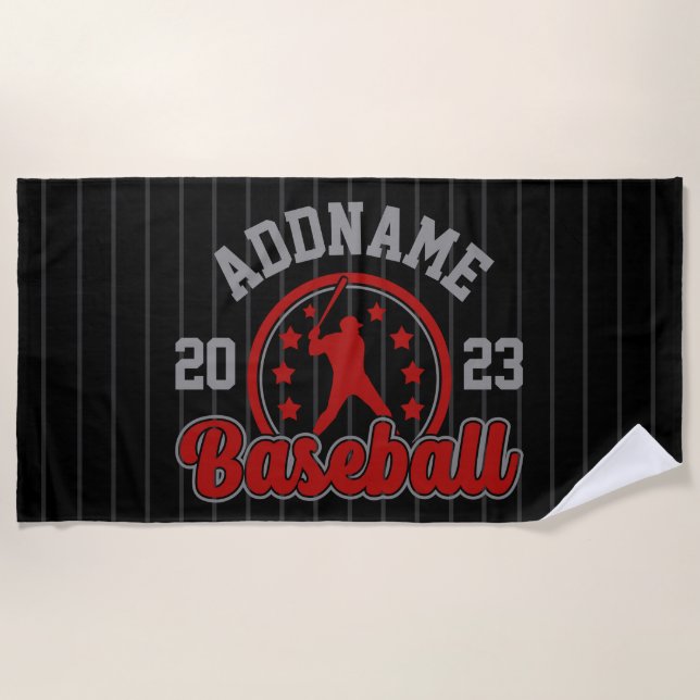 Personalised NAME Baseball Team Player Game Beach Towel (Front)