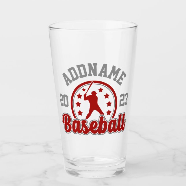 Personalised NAME Baseball Team Player Game Glass (Front)