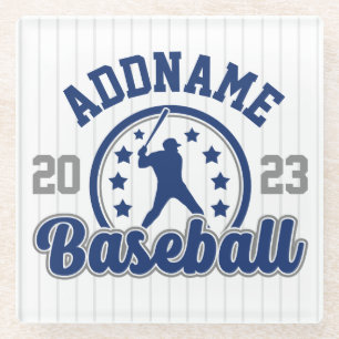Personalised NAME Baseball Team Player Game Glass Coaster
