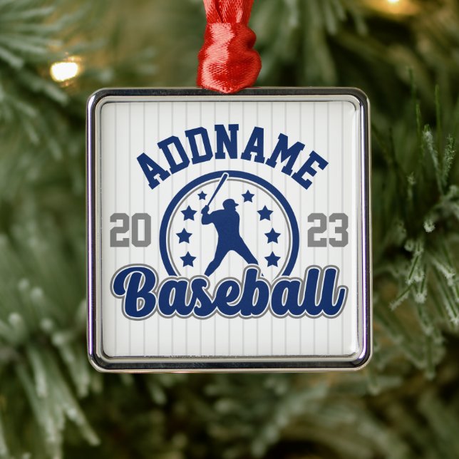Personalised NAME Baseball Team Player Game Metal Tree Decoration (Tree)
