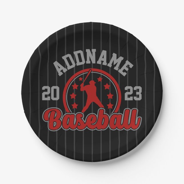 Personalised NAME Baseball Team Player Game Paper Plate (Front)