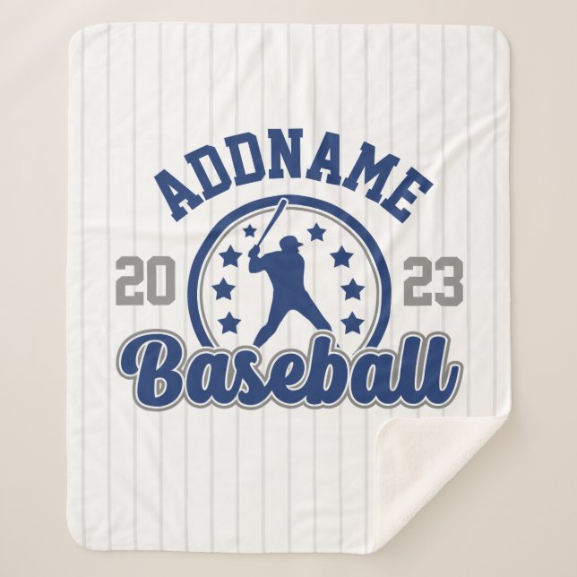 Personalised NAME Baseball Team Player Game Sherpa Blanket (Front)