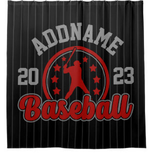 Personalised NAME Baseball Team Player Game Shower Curtain