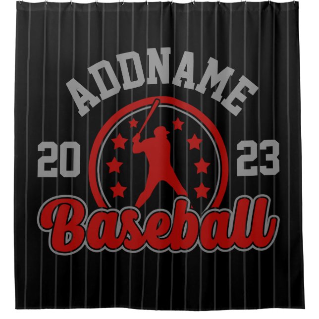 Personalised NAME Baseball Team Player Game Shower Curtain (Front)