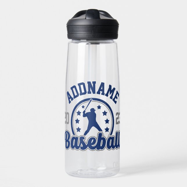 Personalised NAME Baseball Team Player Game Water Bottle (Front)