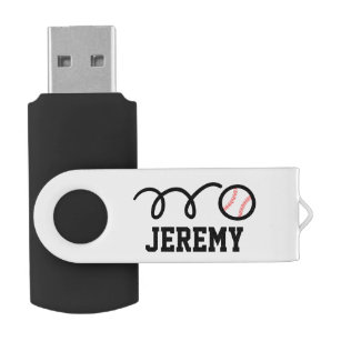 Personalised name baseball USB pen flash drive