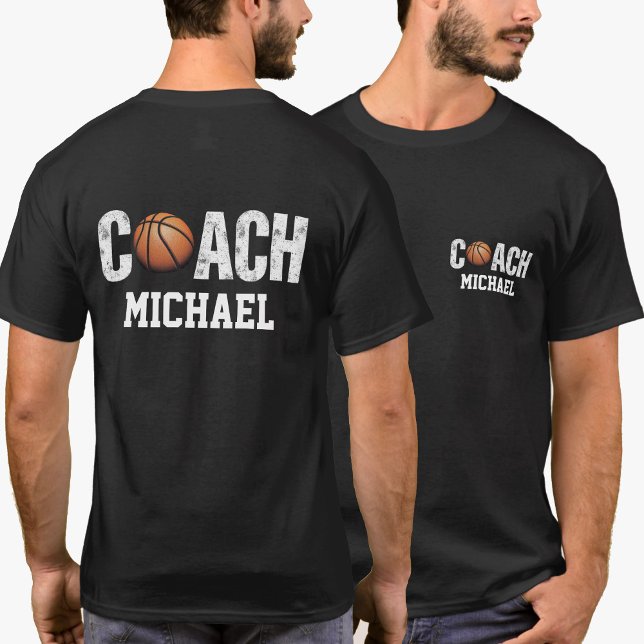 Personalised Name Basketball coach back & front    T-Shirt (Creator Uploaded)