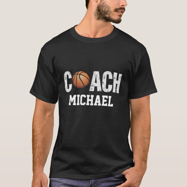 Personalised Name Basketball coach custom tee      (Front)