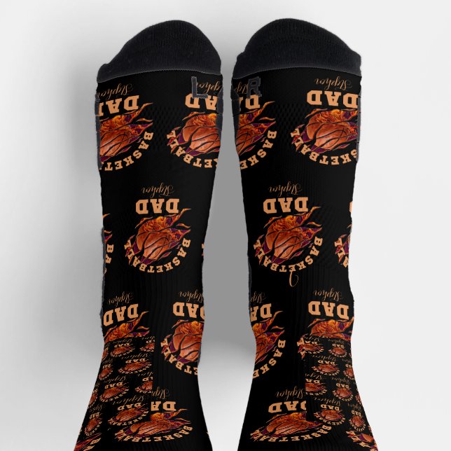Personalised name basketball dad fathers day socks (Top)