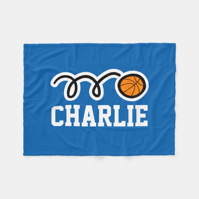 Personalised name basketball fleece blankets (Front (Horizontal))