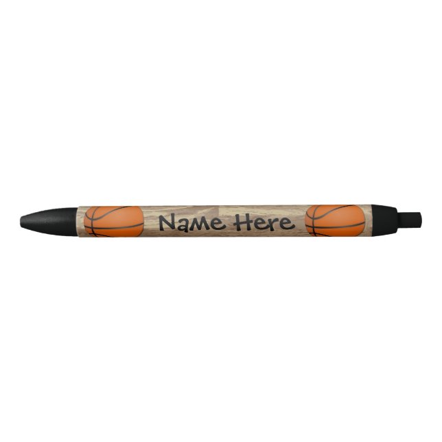 Personalised Name Basketball Orange/Brown Black Ink Pen (Front)