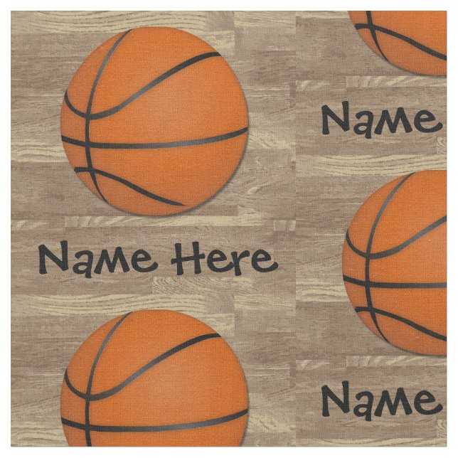Personalised Name Basketball Orange/Brown Fabric (Close Up)