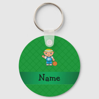Personalised name basketball player green criss key ring