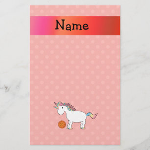Personalised name basketball unicorn orange polka stationery