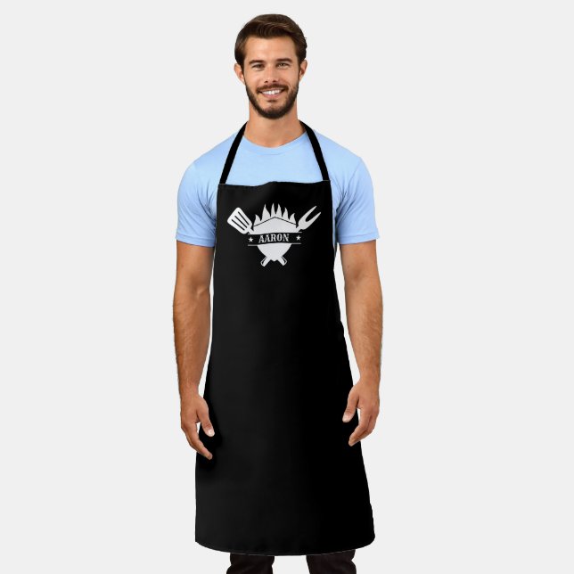 Personalised Name BBQ Grill Apron (Worn)