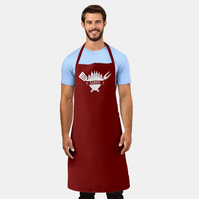 Personalised Name BBQ Grill Apron (Worn)