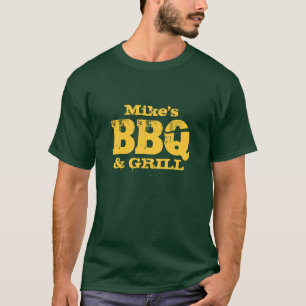 Personalised name BBQ t shirt for guys