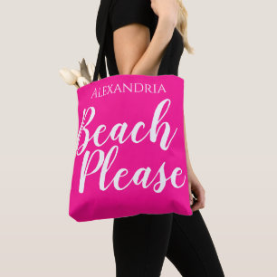 Personalised Name Beach Please Beach Tote Bag