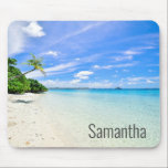Personalised name Beach Waves Ocean Tropical Mouse Pad<br><div class="desc">This design may be personalised in the area provided by changing the photo and/or text. Or it can be customised by clicking Personalise this Template and then choosing the click to customise further option and delete or change the colour of the background, add text, change the text colour or style,...</div>