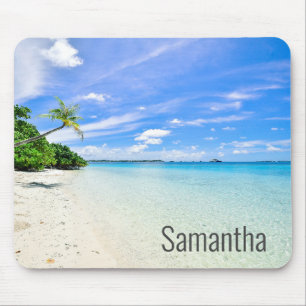 Personalised name Beach Waves Ocean Tropical Mouse Pad