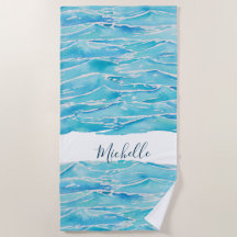Personalised Name Beach Waves Watercolor Novelty