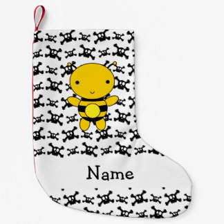 Personalised name bee skulls pattern small christmas stocking
