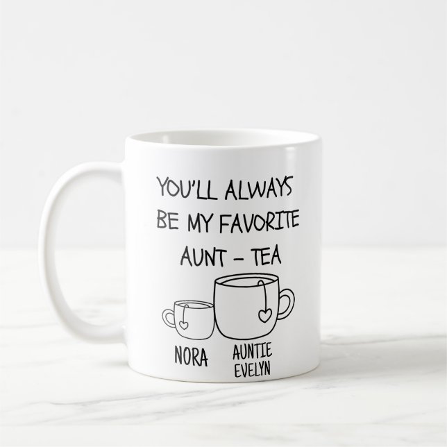 Personalised Name Best Auntie Aunt-tea Funny Coffee Mug (Left)