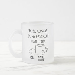 Personalised Name Best Auntie Aunt-tea Funny Frosted Glass Coffee Mug