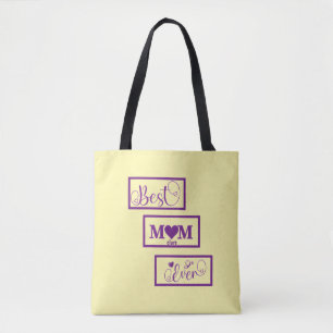 Personalised name best Mum ever purple beigs  Tote Bag