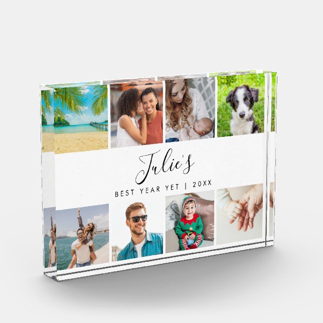 Personalised Name Best Year Yet Collage 8 Photo Block (Left)