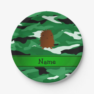 Personalised name bigfoot green camouflage paper plate