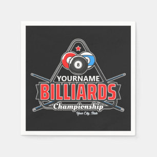 Personalised NAME Billiards 8 Ball Pool Cue Rack Napkin